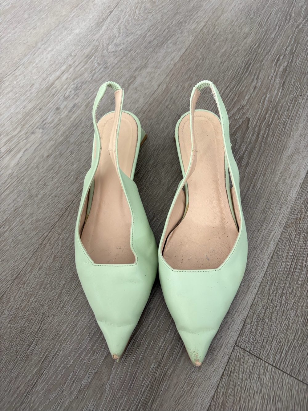 Women’s Pointed Slingback Low Heel Pumps in Mint - Picture 2 of 6
